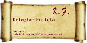 Kriegler Felícia névjegykártya